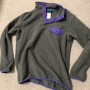 Women’s Gray and Purple Patagonia Synchilla Pullover Fleece